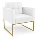 Ver imagem 3 de Poltrona Elisa Corino Branco Base Metálica Industrial Dourado - D'Rossi
