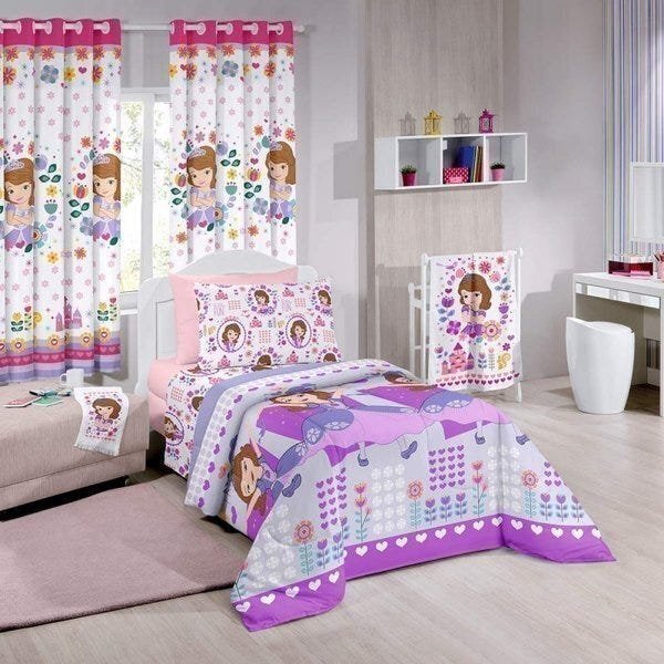 Jogo de Quarto Completo Princesa Sofia - Rosa