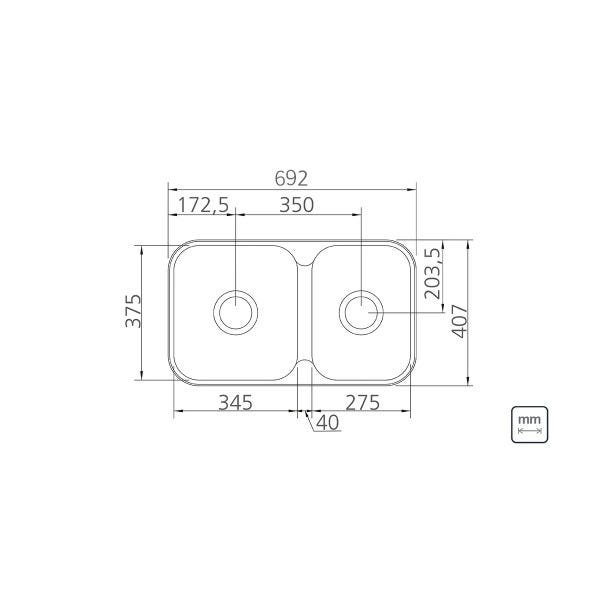 Cuba Dupla Tramontina Isis Perfecta em Aço Inox Polido 69 x 40 cm com Válvula 94062402 - 2