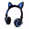 Headphone Orelha Gato Fone de Ouvido com Luzes Preto com Azul Exbom - 1