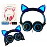 Headphone Orelha Gato Fone de Ouvido com Luzes Preto com Azul Exbom - 3