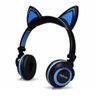 Headphone Orelha Gato Fone de Ouvido com Luzes Preto com Azul Exbom - 2