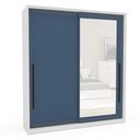 Ver imagem 3 de Guarda Roupa Roupeiro 2 Portas de Correr 2 Gavetas com Espelho Valência Branco Azul Politorno Móveis