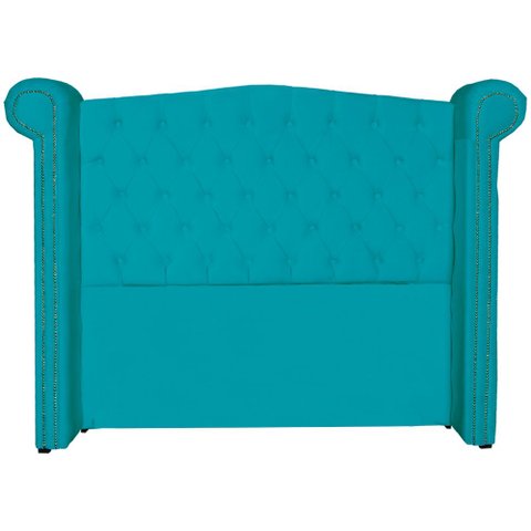 Cabeceira Estofada Sienna para Cama Box Queen 160 cm Suede Azul Turquesa