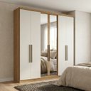 Ver imagem 1 de Guarda-Roupa Casal com Espelho 6 Portas 2 Gavetas 210 x 219cm Presence Marrom Almendra/Off White