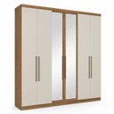 Ver imagem 2 de Guarda-Roupa Casal com Espelho 6 Portas 2 Gavetas 210 x 219cm Presence Marrom Almendra/Off White