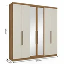 Ver imagem 3 de Guarda-Roupa Casal com Espelho 6 Portas 2 Gavetas 210 x 219cm Presence Marrom Almendra/Off White
