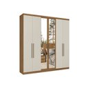 Ver imagem 2 de Guarda-Roupa Casal 6 Portas 2 Gavetas com Espelho e Chave 219x210x47cm Presence Almendra/Off White