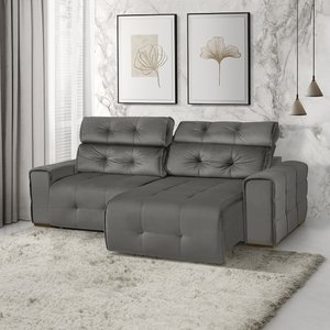 Sofá Retrátil e Reclinável Jaguar 2,90m - Fortbello Estofados:cinza