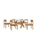 Ver imagem 2 de Conjunto de Mesa de Jantar Bellini Tampo 180cm Laqueado Canto Moeda 6 Cadeiras Bellini Off White/Veludo Bege/Imbuia Marrom/Cinamomo/La