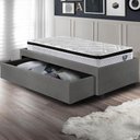 Ver imagem 6 de Base Box Cama Solteiro Sapateira Courino Linho Cinza e Colchão Cama Inhouse Ecoflex 88x188