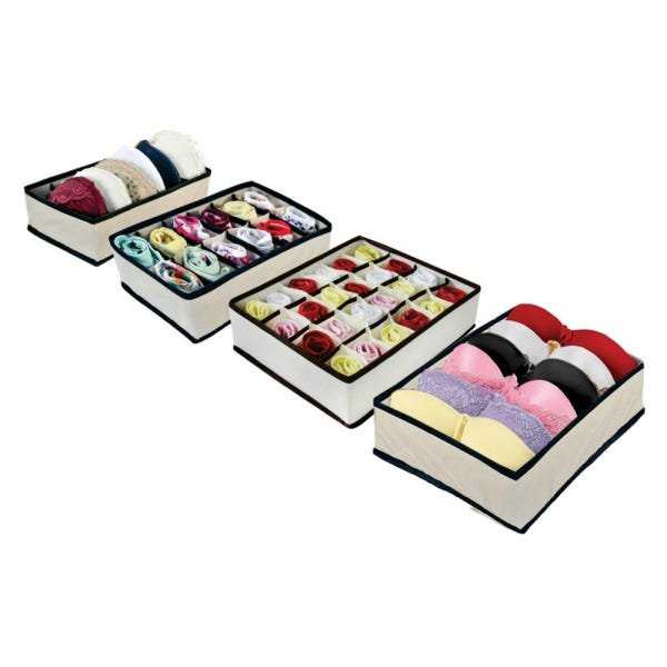 Kit Organizador de Gavetas (calcinhas, sutiãs e meias) com 4 peças
