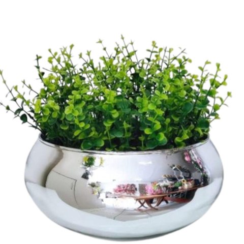 Arranjo com Folhagem Verde Eucalipto Realista Vaso Prata