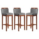Ver imagem 1 de Kit 3 Banquetas Alta com Encosto 38x102 Cm Líbia Madeira Maciça Suede Cinza CCS
