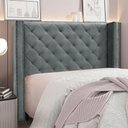 Ver imagem 4 de Cabeceira Vivian Veludo Cinza Cama Box de Casal 1,40 Bz Home Decor