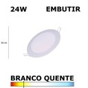 Ver imagem 1 de PAINEL PLAFON LED 24W 30CM EMBUTIR REDONDO 3000K