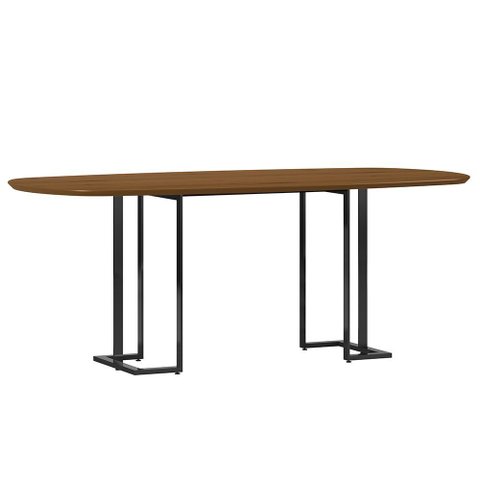 Mesa de Jantar 8 Lugares Retangular Orgânico 200cm Pés Industrial Alina N01 Cinamomo Preto - Lyam de