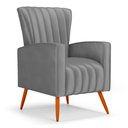 Ver imagem 1 de Poltrona Decorativa Melody com Pés Palito Suede Cinza - Desk Design