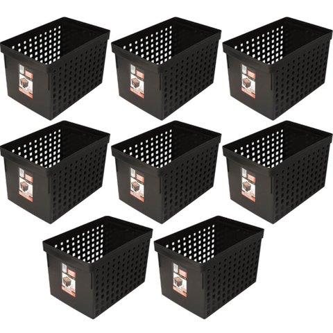 8 Caixas para Pastas Suspensas 42x27cm Pretas Arquivo Largo com Furação Office Line Ordene