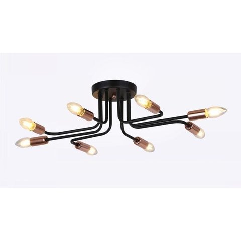 Plafon Metal Preto e Dourado 8E27 63x43cm
