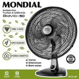 Ventilador de Mesa 50cm Preto 127V Mondial - 2