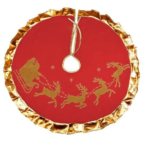 Saia para Árvore de Natal Vermelha Temática Papai Noel Rena 86cm
