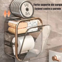 Porta Papel Higiênico com Fixação sem Furo - Design Moderno - 4