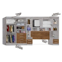 Guarda-roupas Modulado Georgia Casal Ja Avelã / Jequitibá - 3