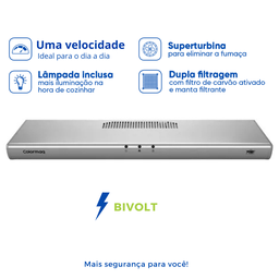Depurador de Ar Exaustor 60 Cm para Cozinha Parede Prata Bivolt Colormaq - 2
