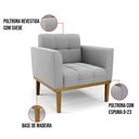 Ver imagem 6 de Kit 2 Poltronas Base de Madeira Fixa Castanho Elisa Suede Cinza D03 - D'Rossi