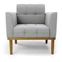 Ver imagem 3 de Kit 2 Poltronas Base de Madeira Fixa Castanho Elisa Suede Cinza D03 - D'Rossi