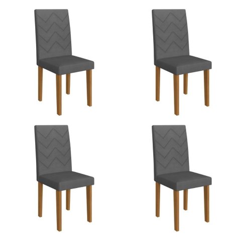 Kit 4 Cadeiras de Jantar Estofadas 43,5cm Multimóveis CR50217