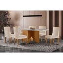 Ver imagem 1 de Conjunto: Mesa de Cozinha Nevada C/ Tampo Madeirado C/ Vidro Canto Curvo 180x90cm e 6 Cadeiras