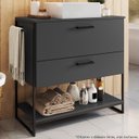 Ver imagem 2 de Gabinete e Cuba Banheiro Industrial 80 Cm Pt Gav 1028x94101 Grafite Branco Pp