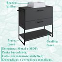 Ver imagem 3 de Gabinete e Cuba Banheiro Industrial 80 Cm Pt Gav 1028x94101 Grafite Branco Pp