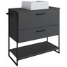 Gabinete e Cuba Banheiro Industrial 80 Cm Pt Gav 1028x94101 Grafite Branco Pp - 1