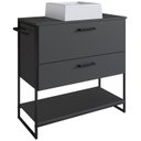 Ver imagem 1 de Gabinete e Cuba Banheiro Industrial 80 Cm Pt Gav 1028x94101 Grafite Branco Pp
