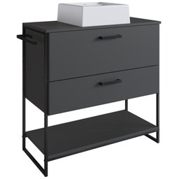 Gabinete e Cuba Banheiro Industrial 80 Cm Pt Gav 1028x94101 Grafite Branco Pp - 1 Gabinete e Cuba Banheiro Industrial 80 Cm Pt Gav 1028x94101 Grafite Branco Pp - 1
