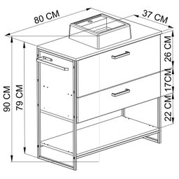 Gabinete e Cuba Banheiro Industrial 80 Cm Pt Gav 1028x94101 Grafite Branco Pp - 4 Gabinete e Cuba Banheiro Industrial 80 Cm Pt Gav 1028x94101 Grafite Branco Pp - 4