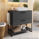 Ver imagem 7 de Gabinete e Cuba Banheiro Industrial 80 Cm Pt Gav 1028x94101 Grafite Branco Pp