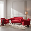 Ver imagem 2 de Kit Namoradeira + 2 Poltronas Decorativa Dália Veludo Vermelho
