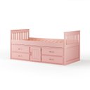 Ver imagem 2 de Cama Solteiro com 04 Gavetas e 01 Porta Funcional de Madeira Maciça - Rosa