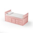 Ver imagem 5 de Cama Solteiro com 04 Gavetas e 01 Porta Funcional de Madeira Maciça - Rosa