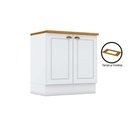 Ver imagem 1 de Módulo Cozinha Americana Balcão com Tampo para Cooktop com 2 Portas 80cm Branco2 Aéreos + 1 Balc