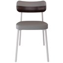 Ver imagem 5 de Cadeira Estofada para Sala de Jantar Astrid Branco C01 Linho Cinza Courino Café - Lyam Decor