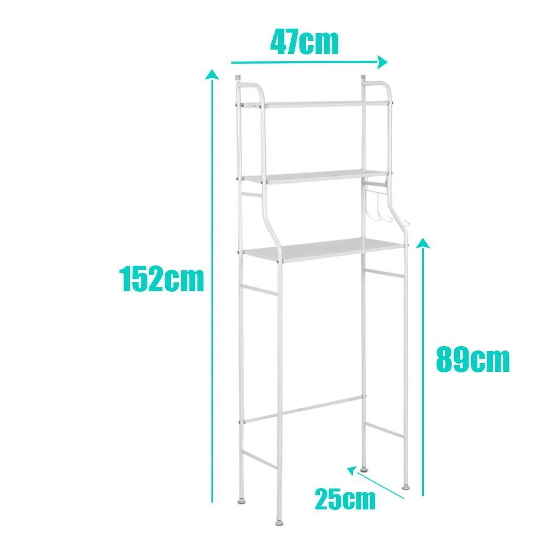 Rack Banheiro Estante Prateleira sobre vaso sanitario Organizador Toalete Varanda Metal - 3