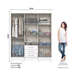 Guarda Roupa Casal 6 Portas 3 Gavetas Branco Mentor - 3 Guarda Roupa Casal 6 Portas 3 Gavetas Branco Mentor - 3