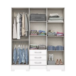 Guarda Roupa Casal 6 Portas 3 Gavetas Branco Mentor - 4 Guarda Roupa Casal 6 Portas 3 Gavetas Branco Mentor - 4