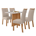 Ver imagem 1 de Conjunto Mesa 120cm Celebrare com Vidro e 4 Cadeiras Apogeu - Lopas Amendoa Clean/rinzai Bege
