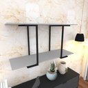 Ver imagem 1 de Prateleira Industrial Suspensa Estante Parede Nicho Cinza Cozinha Escritorio Sala Quarto Infantil